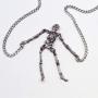 Gothic Skeleton with Moving Arms and Legs Silver Finish Pewter Pendant Necklace