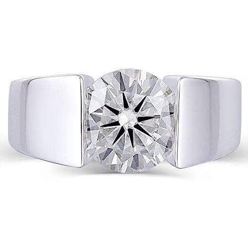 DovEggs Sterling Silver 3ct 9mm G-H-I Color Heart Arrows Cut Moissanite Engagement Ring for Men and Women