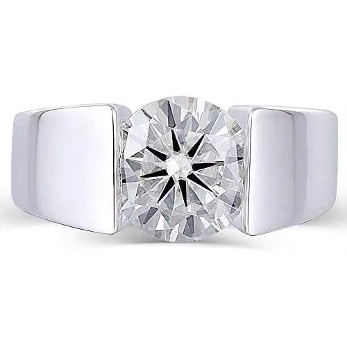 DovEggs Sterling Silver 3ct 9mm G-H-I Color Heart Arrows Cut Moissanite Engagement Ring for Men and Women