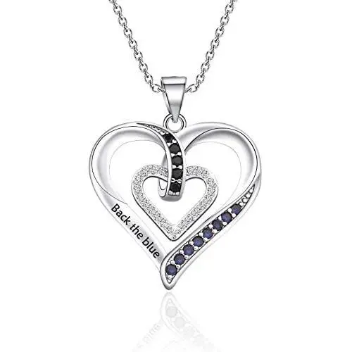 KUIYAI Back The Blue Necklace Police Wife Mom Gift Thin Blue Line Necklace Deputy Wife Jewelry Support Law Enforcement Gift KUIYAI Back The Blue Necklace Police Wife Mom Gift Thin Blue Line Necklace Deputy Wife Jewelry Support Law Enforcement Gift