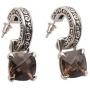 NOVICA Smoky Quartz .925 Sterling Silver Dangle Earrings Buddha Hoops