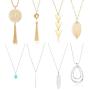 Jstyle 8Pcs Long Pendant Necklace Set Women Bar Circle Leaf Tassel Y Statement Necklace Silver Gold Plated Chain Necklace Set