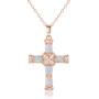 Barzel Rose Gold & White Gold Plated Created Opal Cross Chain with Pendant