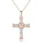 Barzel Rose Gold & White Gold Plated Created Opal Cross Chain with Pendant Barzel Rose Gold & White Gold Plated Created Opal Cross Chain with Pendant