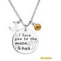 TISDA Birthstone Crystals Necklace,I Love You to The Moon and Back Jewelry Necklace