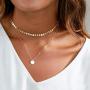 Avanlin Gypsy Layered Sequin Necklaces Gold Coin Pendant Choker Necklace Chain Jewelry for Women and Girls
