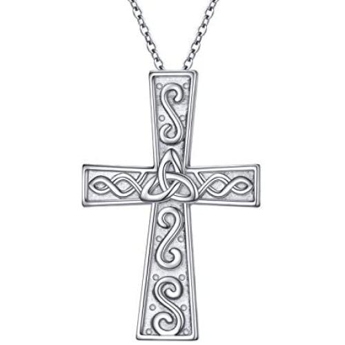 S925 Sterling Silver Cross Pendant Necklace for Women Men