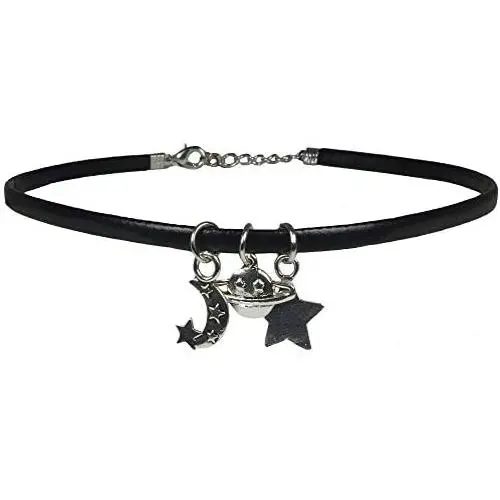 AsherKeep - Premium Black Vegan Leather Choker and Collar Necklace - Adjustable - Charms AsherKeep - Premium Black Vegan Leather Choker and Collar Necklace - Adjustable - Charms