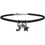 AsherKeep - Premium Black Vegan Leather Choker and Collar Necklace - Adjustable - Charms