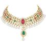 Aheli Indian Wedding Wear Beaded Faux Kundan Pearl Necklace Set with Maang Tikka Ethnic Fashion Jewelry for Women