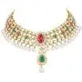 Aheli Indian Wedding Wear Beaded Faux Kundan Pearl Necklace Set with Maang Tikka Ethnic Fashion Jewelry for Women Aheli Indian Wedding Wear Beaded Faux Kundan Pearl Necklace Set with Maang Tikka Ethnic Fashion Jewelry for Women