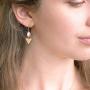 Pearl Earrings Dangle for Women 18K Gold Geometric Triangle Dangle Earrings Dainty Fashion Bohemian Earrings Jewelry Hypoallergenic Freshwater Pearls Drop Earrings for Women