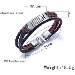 COMTRUDE to My Grandson Bracelets, Stainless Steel Leather Inspirational Wristband, Grandson Bracelet from Grandma, Love Grandson Best Gift (Brown and Black)