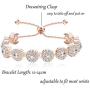 LOYALLOOK Rose Gold Silver Tone Bridal Crystal Bridal Jewelry Set for Women 2-Row Rhinestone Necklace Earrings Bracelet Set Prom Wedding Fashion Jewelry