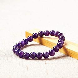 Natural Gemstone Semi Precious Round Beads Bracelet 8mm Handmade Stretch Bracelet Unisex Jewelry (Fantasy Amethyst)