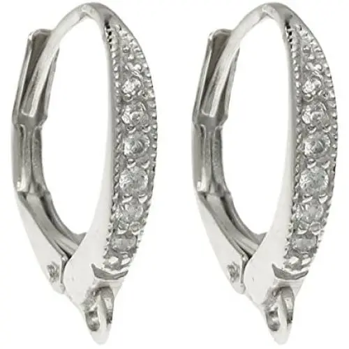.925 Sterling Silver Leverback Clear Cz Crystal Dangle Charm Connector Earring/Findings .925 Sterling Silver Leverback Clear Cz Crystal Dangle Charm Connector Earring/Findings
