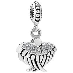 QueenCharms Open Angel Wings Charm Hope Star Beads for Charm Bracelets