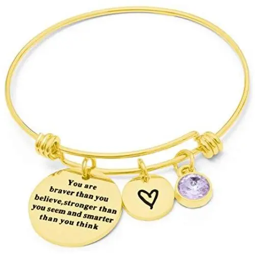 LIUANAN Charm Birthstone Bracelet for Women Girls Silver Inspirational Motivational Bangle Bracelet Jewelry LIUANAN Charm Birthstone Bracelet for Women Girls Silver Inspirational Motivational Bangle Bracelet Jewelry