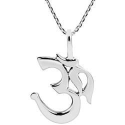 AeraVida Sacred Prayer Sign Mystic Om or Aum .925 Sterling Silver Pendant Necklace