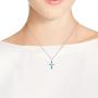 AeraVida Elegant X Cross Simulated Turquoise Inlay .925 Sterling Silver Pendant Necklace