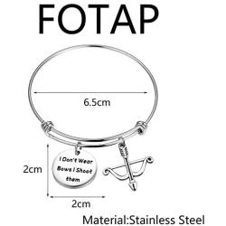 FOTAP Archery Gifts I Dont Wear Bows I Shoot Them Bracelet Hunting Gifts Bow and Arrow Charm Gift