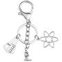 FUSTMW Science Symbol Keychain Atom Microscope Key Chain Biology Chemistry Teacher Gift Keyring Science Lovers Gift