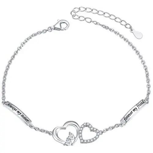 Sterling Silver Sisters Necklace Always My Sister Forever My Friend Heart Pendant Necklace Or Bracelet Or Ring Gift For Sister Sterling Silver Sisters Necklace Always My Sister Forever My Friend Heart Pendant Necklace Or Bracelet Or Ring Gift For Sister