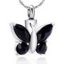 constantlife Cremation Jewelry for Ashes, Crystal Stone Butterfly Shape Stainless Steel Pendant Urn Necklace Keepsake for Women