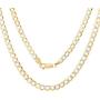 Nuragold 10k Yellow Gold 4.5mm Cuban Chain Curb Link Diamond Cut Pave Two Tone Bracelet, Mens Womens Lobster Lock 7'' 7.5'' 8'' 8.5'' 9''