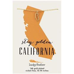 Lucky Feather State Necklace 14K Gold-Dipped Pendant on Adjustable 16”-18” Chain