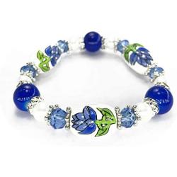 Bluebonnet Texas State Flower Bracelet - Texas Jewelry Gift For Women - Garden Botanical Flower Bead Bracelet 1 pc