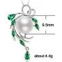 Jude Jewelers Green Crystal Stone White Faux Pearl Statement Cocktail Party Pendant Necklace