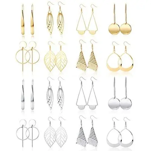 FIBO STEEL 16 Pairs Bohemian Metal Earrings Set for Women Statement Drop Dangle Earrings Vintage Bohemian Earrings Boho Fashion Jewelry FIBO STEEL 16 Pairs Bohemian Metal Earrings Set for Women Statement Drop Dangle Earrings Vintage Bohemian Earrings Boho Fashion Jewelry