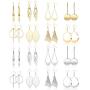 FIBO STEEL 16 Pairs Bohemian Metal Earrings Set for Women Statement Drop Dangle Earrings Vintage Bohemian Earrings Boho Fashion Jewelry