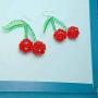 Beaded Acrylic Red Cherry Drop Dangle Earrings for Women Girls Big Handmade Light Cherry Fruits Earring Jewelry