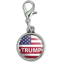 GRAPHICS & MORE President Trump American Flag Antiqued Bracelet Pendant Zipper Pull Charm with Lobster Clasp