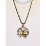Men Women 925 Italy 14k Gold Finish Iced Round Mexican Coin Centenario Mexicano Moneda 50 Pesos Ice Out Pendant Stainless Steel Real 2.5 mm Rope Chain Necklace, Mens Jewelry, Iced Pesos Coin Pendant, Chain Pendant Rope Necklace