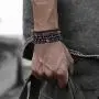 WAINIS Braided Leather Bracelets for Men Women Wrap Tiger Eye Lava Rock Beads Bracelet Woven Ethnic Tribal Rope Wristbands Bracelets Set Adjustable