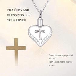 RNUIE Love Cross Urn Necklace,Dripping Oil Diamond-Encrusted Memorial Cremation Jewelry for Ashes Pendant with Gift Box