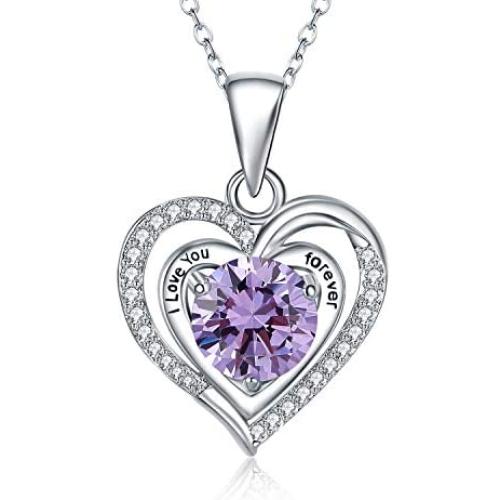 Shahd Love Heart Birthstone Pendant Necklaces for Women with 5A Cubic Zirconia Mothers Day Jewelry Gift Birthday Gift for Mom Women Wife Girls Her