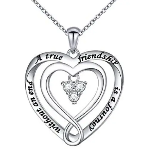 S925 Sterling Silver Best Friend Friendship BFF Heart Jewelry Pendant Necklace S925 Sterling Silver Best Friend Friendship BFF Heart Jewelry Pendant Necklace
