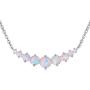 Barzel 18K White Gold Plated or Rose Gold Plated Created White Opal Graduated Necklace