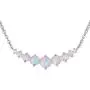 Barzel 18K White Gold Plated or Rose Gold Plated Created White Opal Graduated Necklace Barzel 18K White Gold Plated or Rose Gold Plated Created White Opal Graduated Necklace