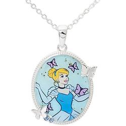 Disney Cinderella Silver Plated Sapphire Crystal Pendant, 18''