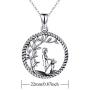 TRISHULA 925 Sterling Silver Necklace with Dog and Girl,Life of The Tree Round Pendant Jewelry Gift for Mother Daughter Girl