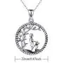 TRISHULA 925 Sterling Silver Necklace with Dog and Girl,Life of The Tree Round Pendant Jewelry Gift for Mother Daughter Girl