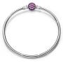 NINAQUEEN 925 Sterling Silver Bangle Bracelet with Snap Clasp Charm 7.5 Inches