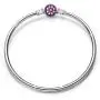 NINAQUEEN 925 Sterling Silver Bangle Bracelet with Snap Clasp Charm 7.5 Inches