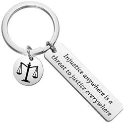 WSNANG MLK Jr Quote Injustice Anywhere is a Threat to Justice Everywhere Keychain Equality Peace Jewelry Black Pride Gift