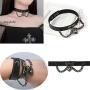 yfstyle 4 Pcs Gothic Leather Choker Necklaces Bracelets for Women Girls Black PU Spike Layere Lock Necklaces Adjustable Double Layer O Ring Collar Heart Necklace Punk Jewelry Gifts